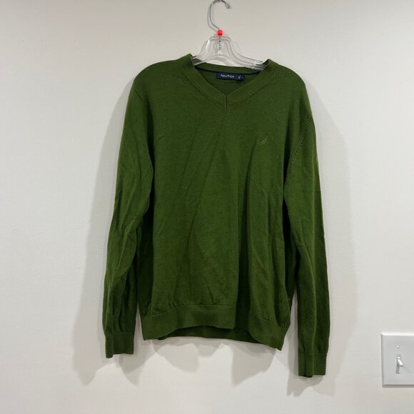 Nautica Men's Long Sleeve Sweater green size large preppy style 100% Merino Wool - Picture 1 of 5